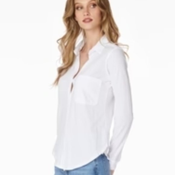Cotton Jersey Button Down Shirt/Blouse - Picture 1 of 13